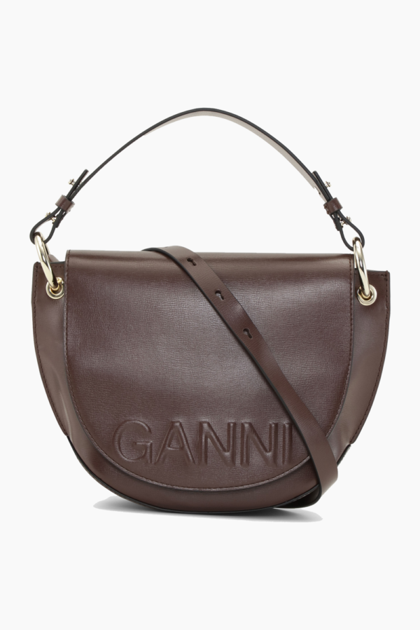 Banner Saddle Bag - Chocolate Fondant - GANNI - Brun One Size