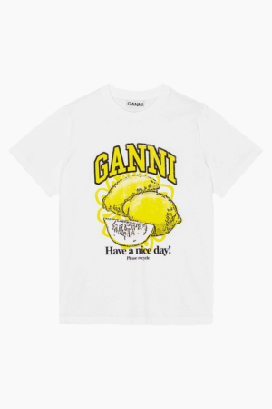 Basic Jersey Lemon Relaxed T-Shirt T3768 - Bright White - GANNI - Hvid XXS