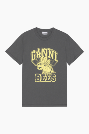 Basic Jersey Yellow Bee Relaxed T-shirt T3639 - Volcanic Ash - GANNI - Grå XS