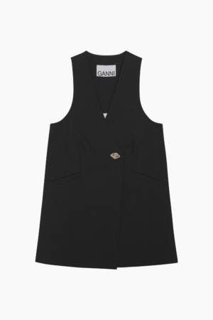 Cotton Suiting Vest F7731 - Black - GANNI - Sort XXS