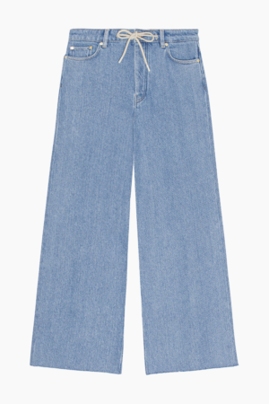 Heavy Denim Wide Drawstring Jeans J1286 - Light Blue Stone - GANNI - Blå 25