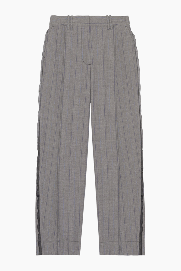 Herringbone Suiting Relaxed Pleated Pants F8214 - Frost Grey - GANNI - Grå XS