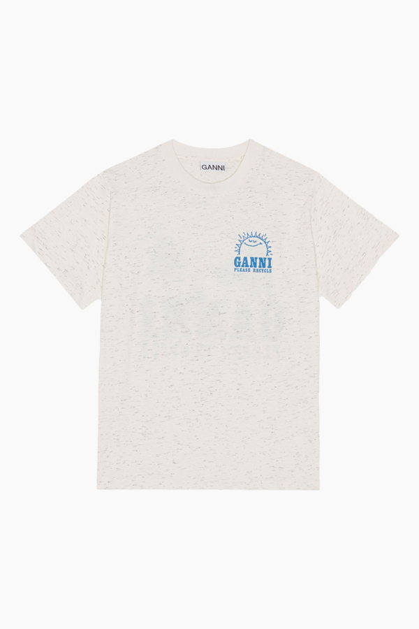 Melange Dotted Cotton Relaxed T-shirt T3715 - Egret - GANNI - Hvid XS